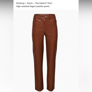 Sold Out Aritzia Wilfred Melina High Rise Vegan Leather Pant in Cognac
